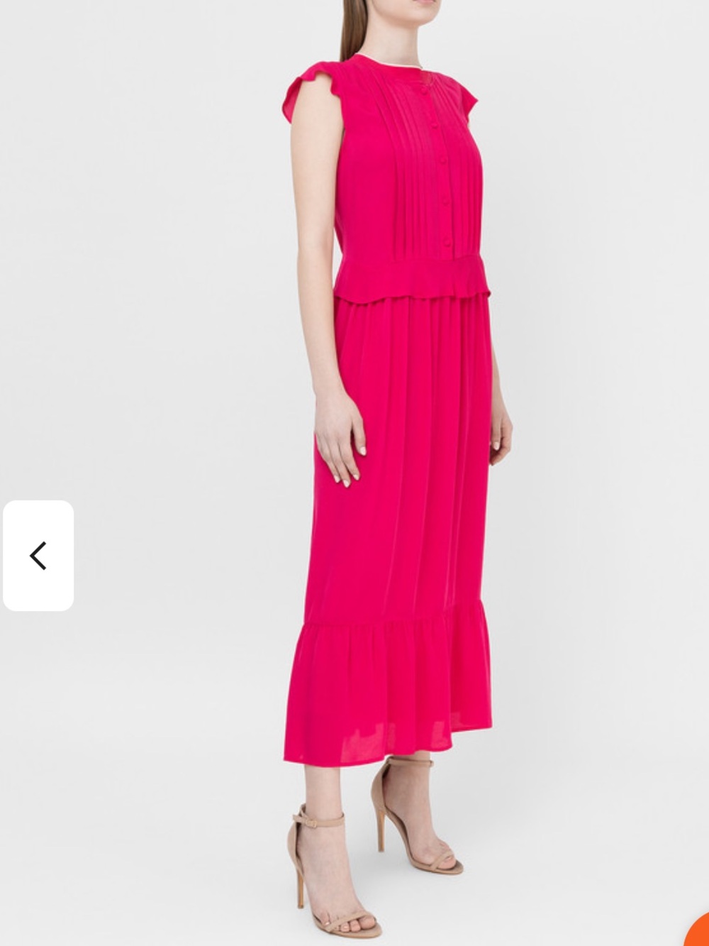 Twinset Milano Fuchsia Pleated Crêpe de Chine Tiered Midi Dress Size 48/12